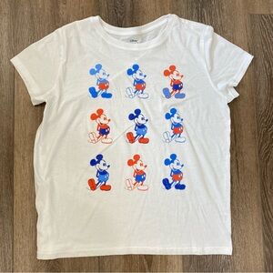 Disney Mickey Mouse Tee XXL White Red Blue Patriotic  3DGraphic T-Shirt
